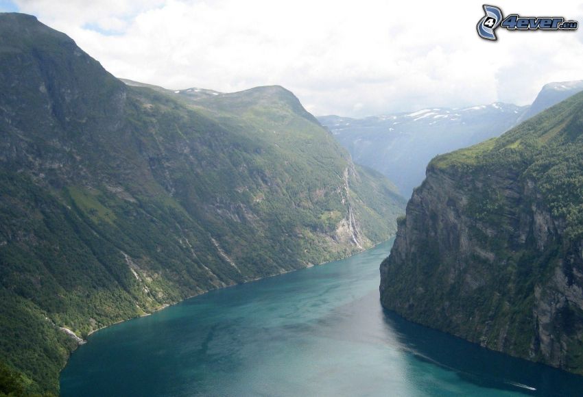 fjord, skalnaté hory, Nórsko