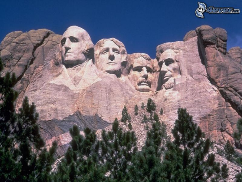 Mount Rushmore, hlavy prezidentov, George Washington, Thomas Jefferson, Theodore Roosevelt, Abraham Lincoln