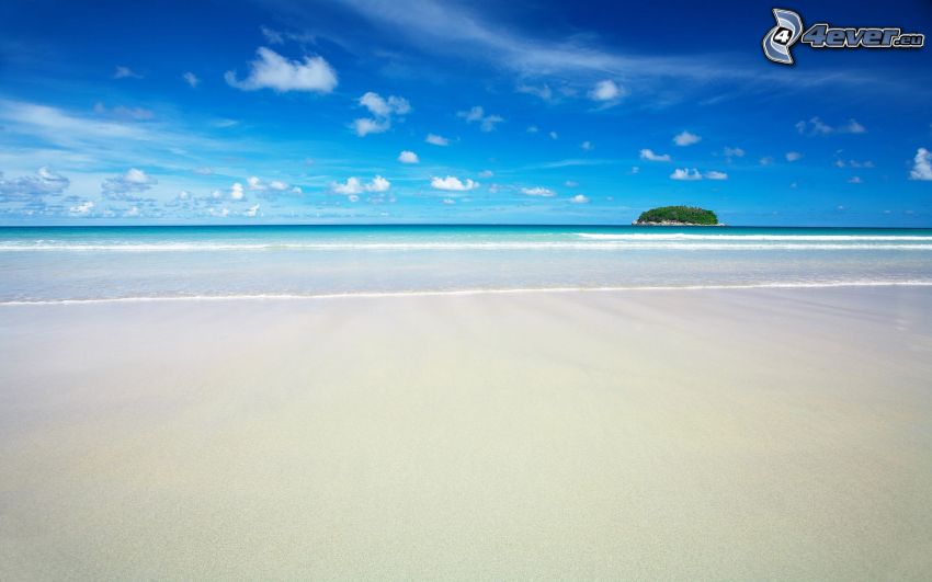 piesočná pláž, more, ostrov, modrá obloha