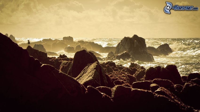 skalnaté pobrežie, skaly, more