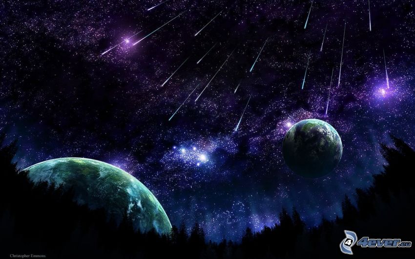 meteorický roj, padajúce hviezdy, planéty, hviezdna obloha