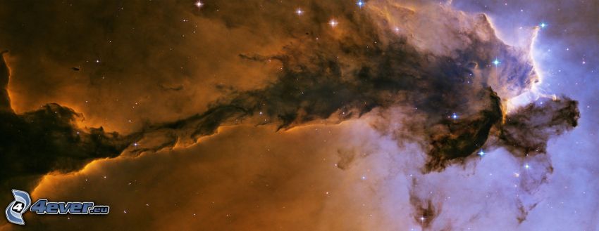 Orlia hmlovina M16, panoráma, hviezdy