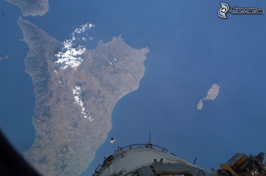 Sicília, Taliansko, satelitný záber, Medzinárodná Vesmírna Stanica ISS