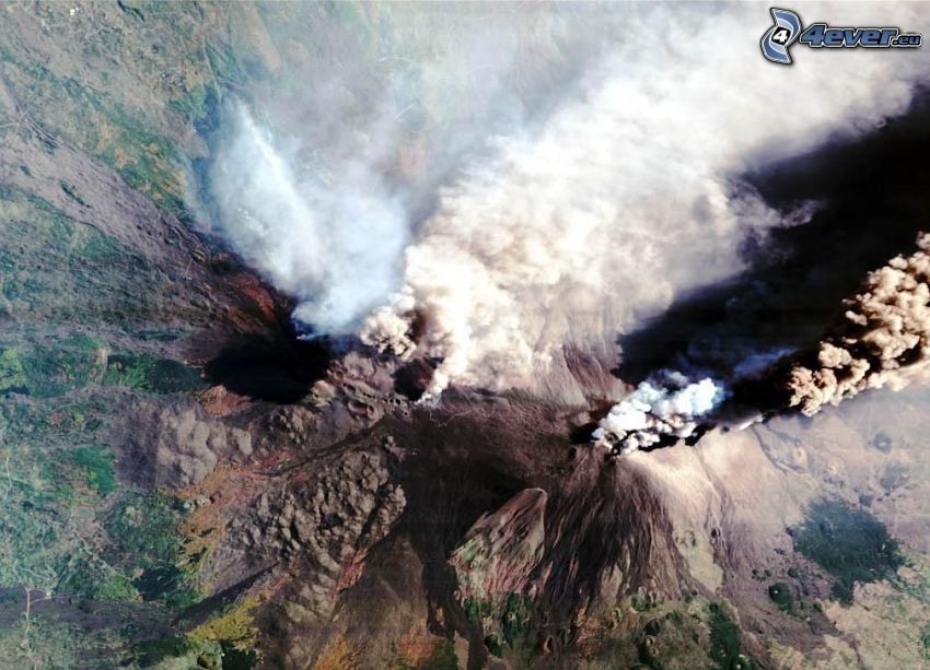 sopka, skala, vrch, satelitný záber