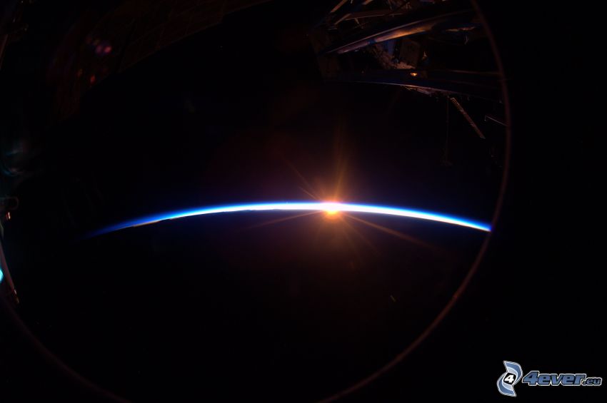 západ slnka, planéta Zem, atmosféra, Medzinárodná Vesmírna Stanica ISS