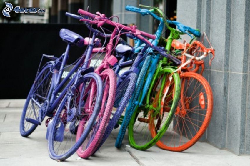 bicykle, farebné