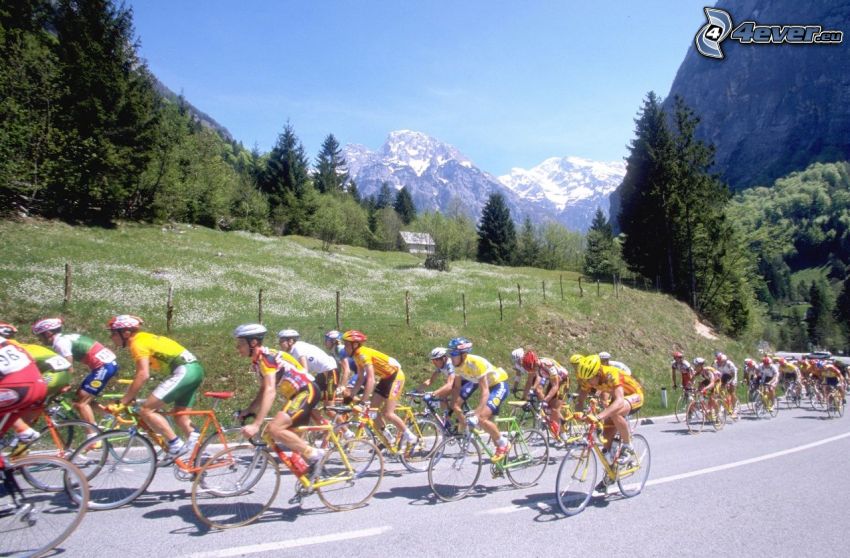 Tour De France, cyklisti, bicykel, hory