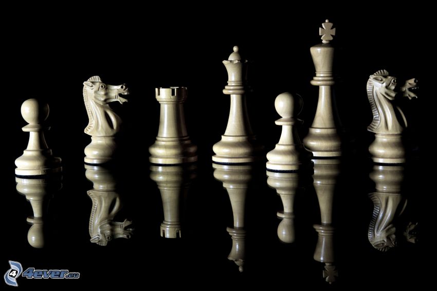 šachové figúrky, odraz