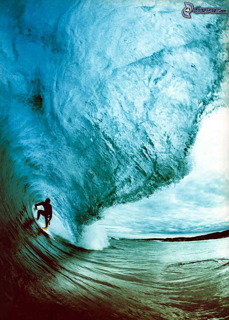 vlna, surfer
