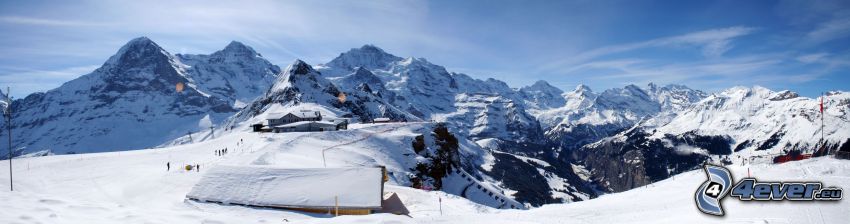 Männlichen, Švajčiarske alpy, zjazdovka, lyžiarske stredisko