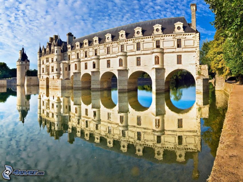 Château de Chenonceau, zámok, Francúzsko, odraz