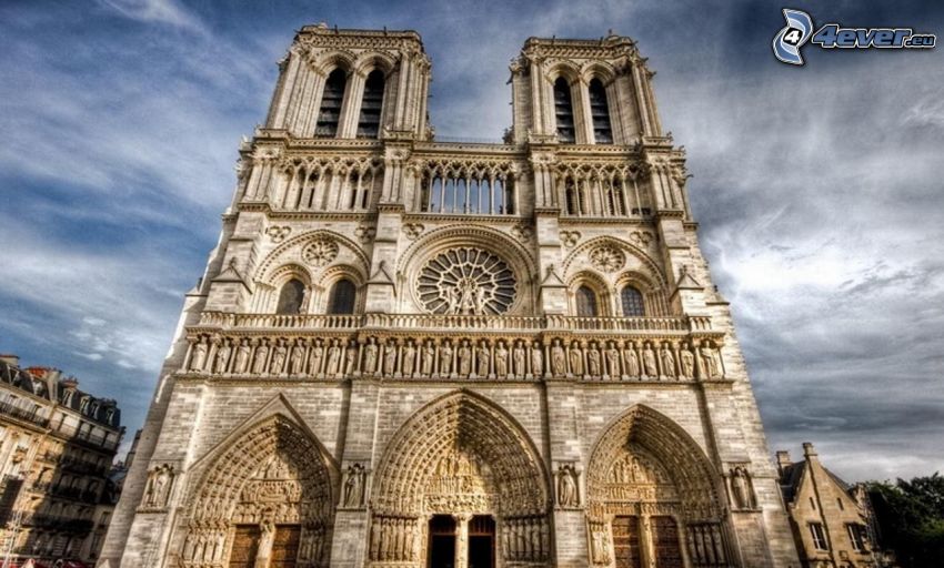Notre Dame, katedrála, Paríž, HDR
