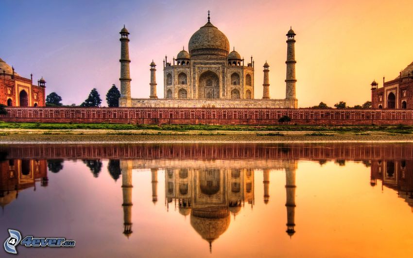 Tádž Mahal, mešita, odraz, HDR