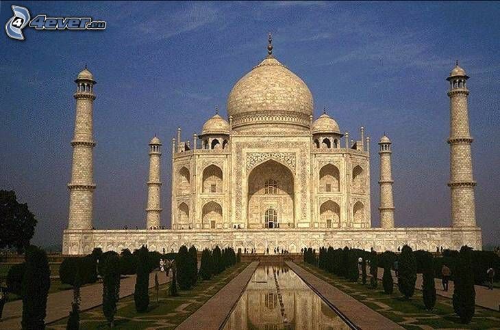 Tádž Mahal, voda, stromy