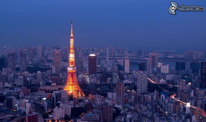 Tokyo Tower, nočné mesto