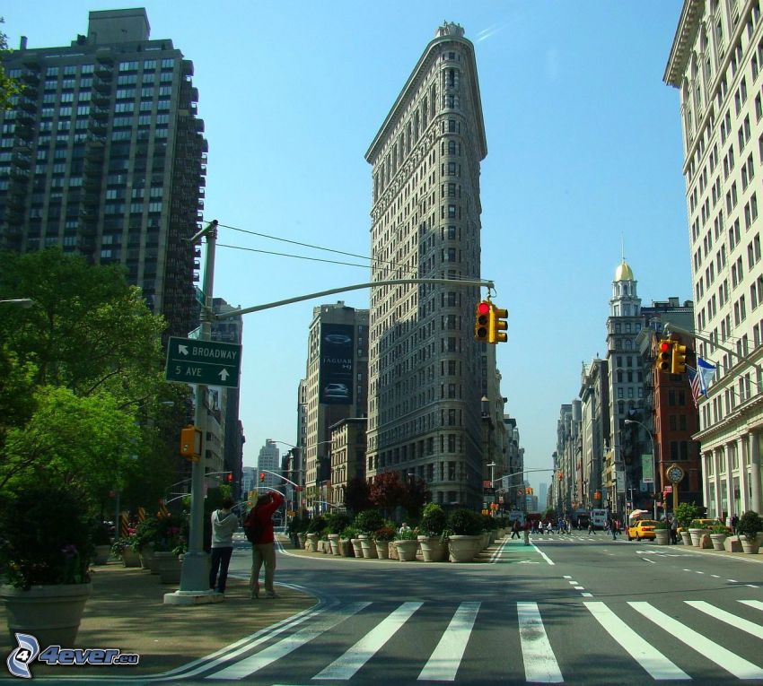 Flatiron, Manhattan, ulice, semafor