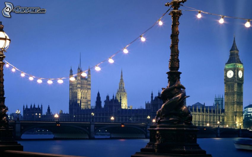 Westminsterský palác, Londýn, Big Ben, most, britský parlament