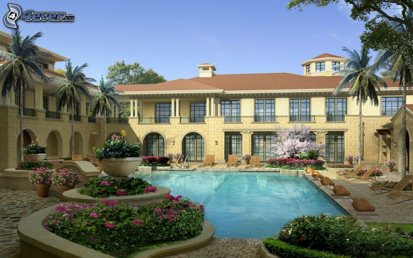 luxusný dom, bazén