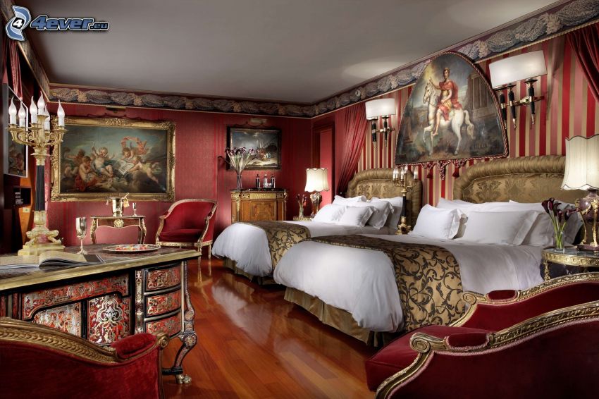 spálňa, manželská posteľ, historická miestnosť