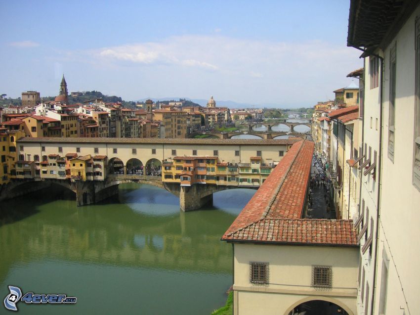 Ponte Vecchio, Florencia, Arno, rieka, mosty