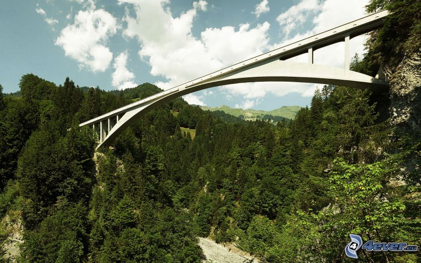 Salginatobel, Švajčiarsko, most, hory