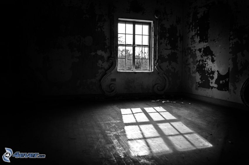 okno, opustená izba
