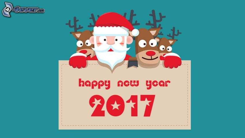 2017, šťastný nový rok, happy new year, Santa Claus, soby