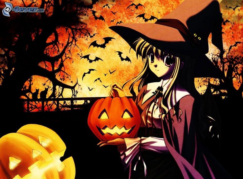 Halloween, čarodejnica, halloweenska tekvica