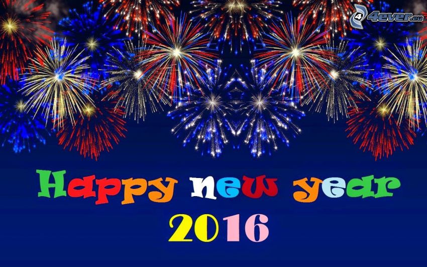 happy new year, 2016, ohňostroj
