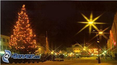 vianočné trhy, mesto, vianočný stromček