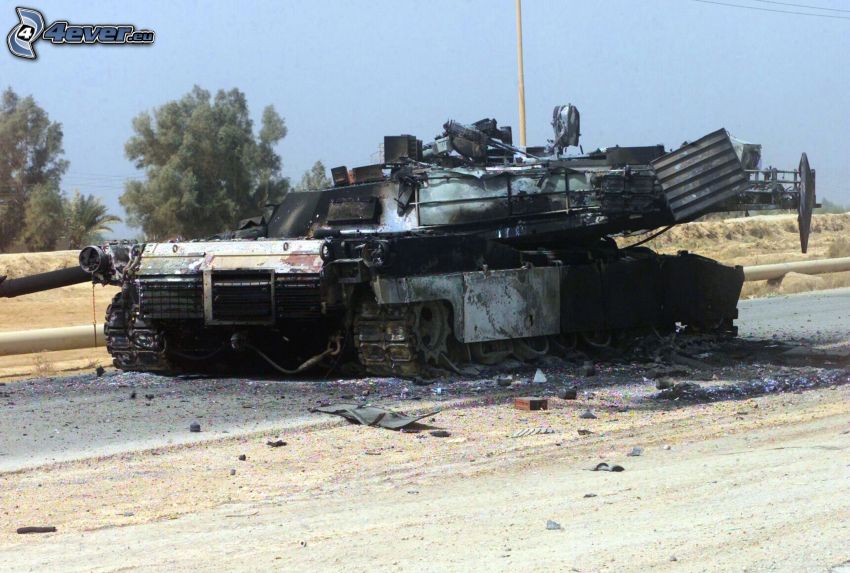 zničený tank, M1 Abrams
