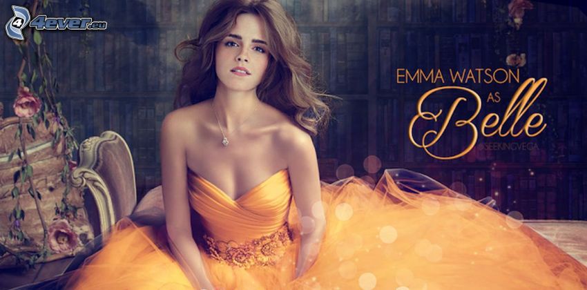 Kráska a zviera, Emma Watson, žlté šaty