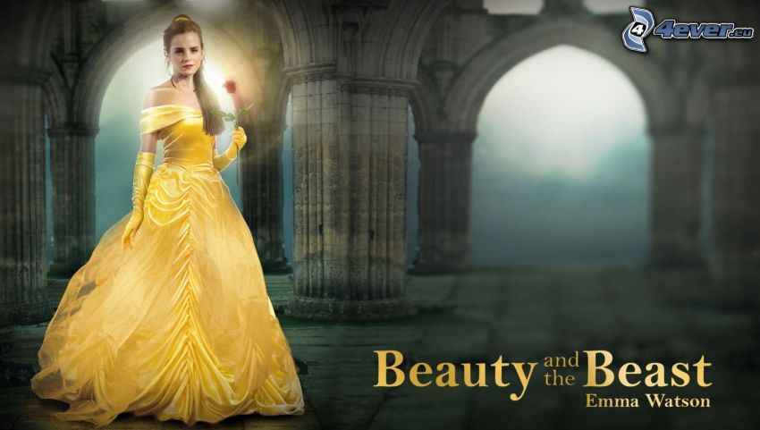 Kráska a zviera, Emma Watson, žlté šaty