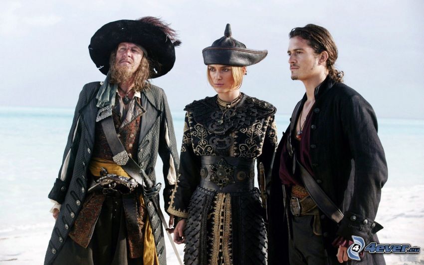 Piráti z Karibiku, Hector Barbossa, Elizabeth Swann, Will Turner