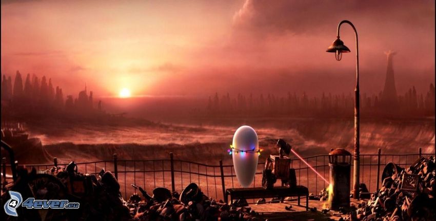WALL·E, roboty, východ slnka