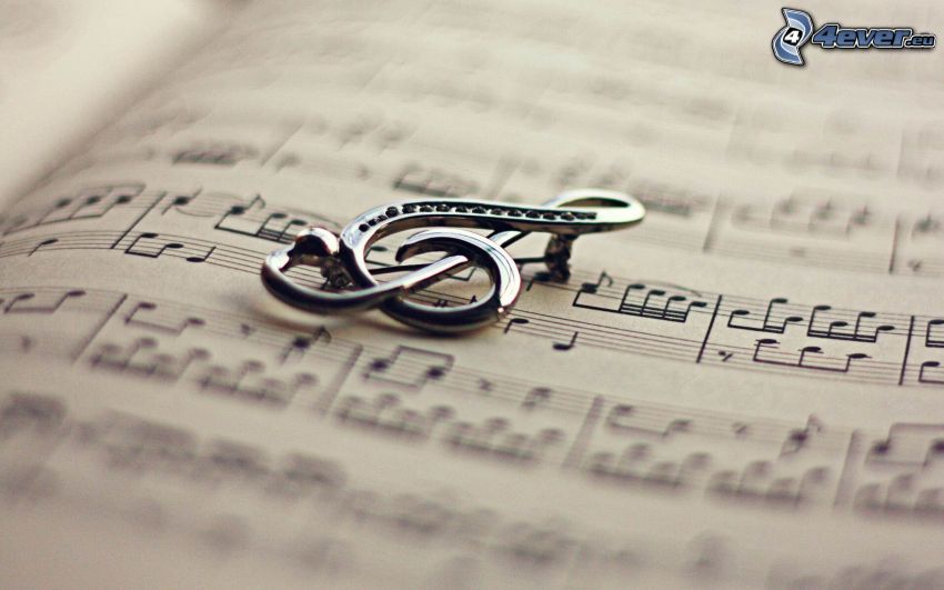 husľový kľúč, noty
