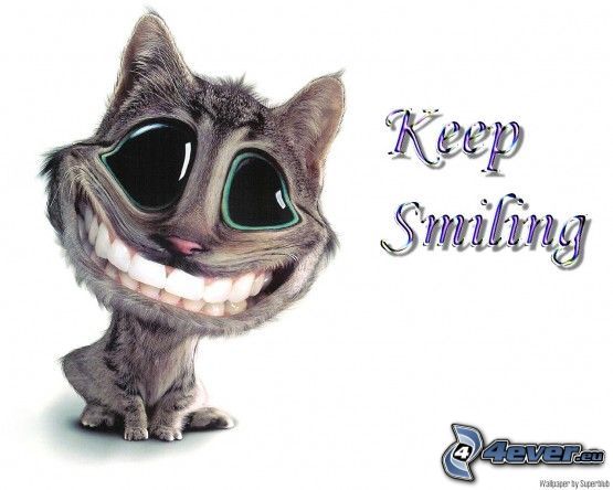 kreslená mačka, úsmev