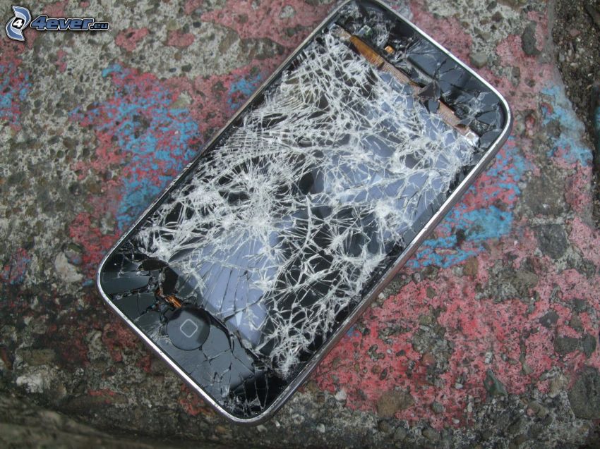 iPhone, rozbité sklo