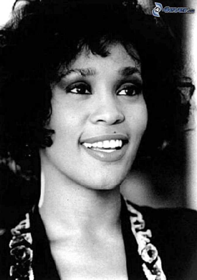 Whitney Houston, black and white photo - whitney-houston,-black-and-white-photo-194304