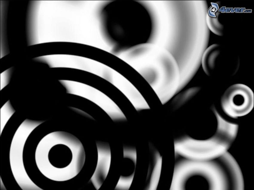 abstract circles, black, white