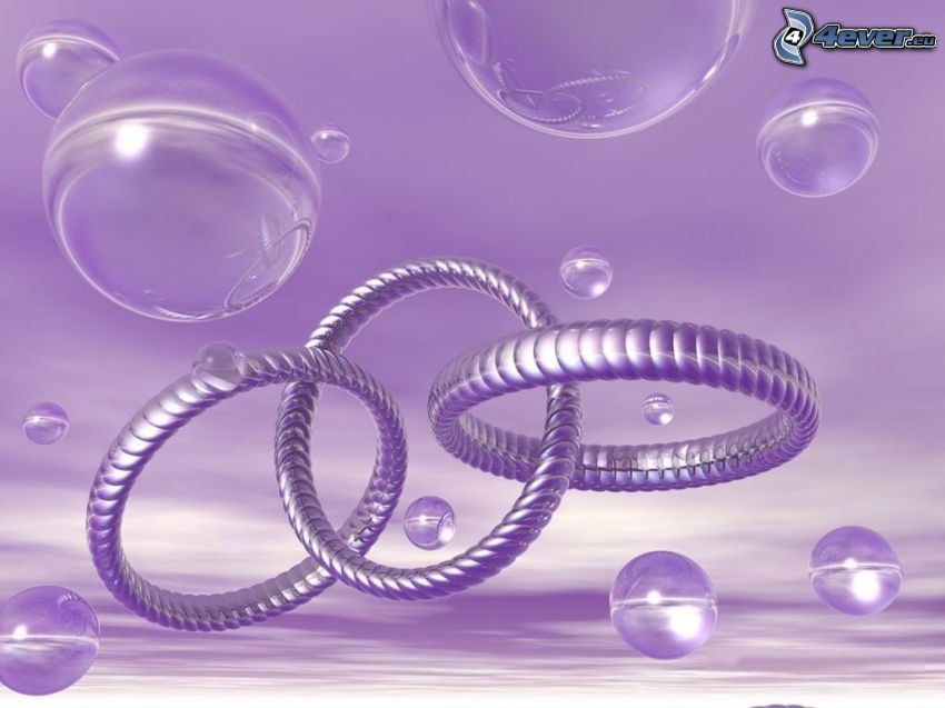 abstract circles, bubbles, purple background