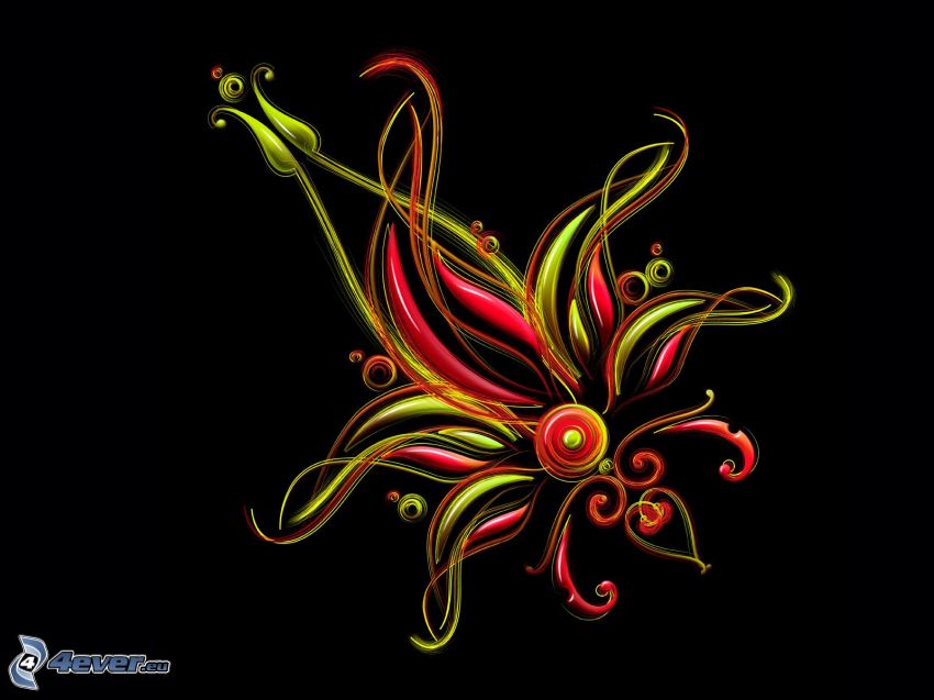 Abstract flowers, black background