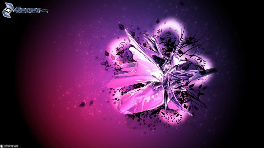 Abstract flowers, purple background