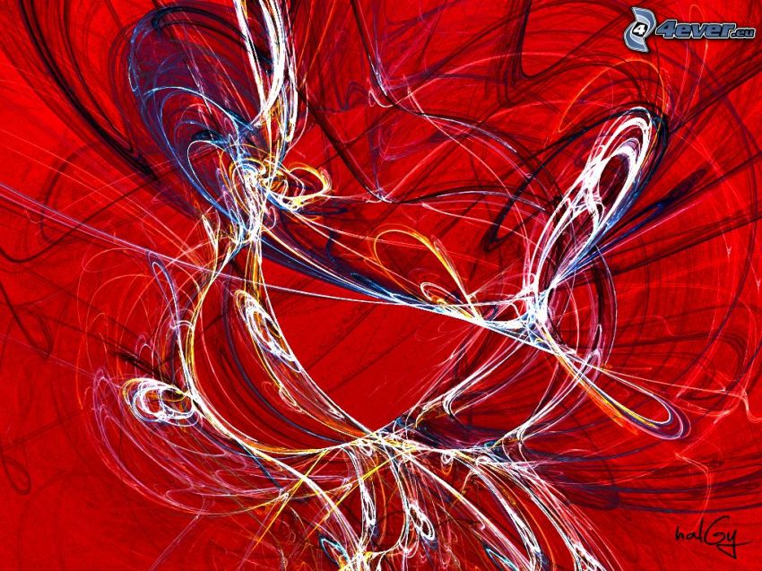 abstract lines, red