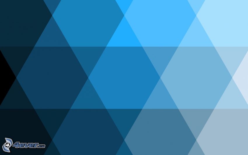 blue background, hexagons, triangles