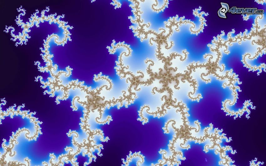 blue fractal, blue background