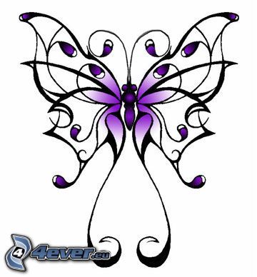 butterfly, tattoo, purple