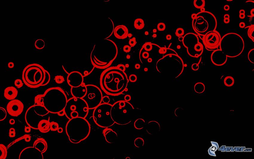 circles, red, black background