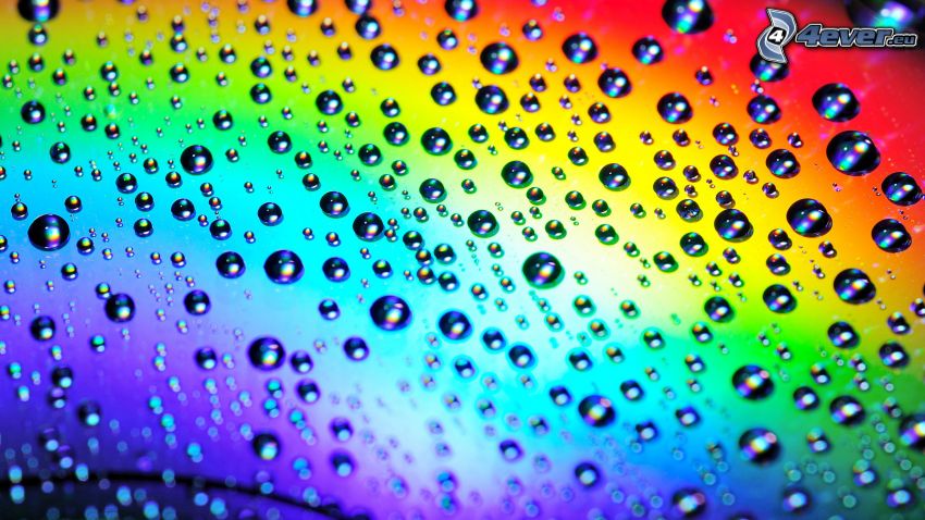 drops of water, rainbow colors