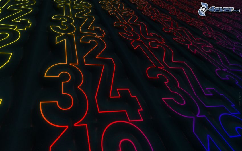 numbers, rainbow colors